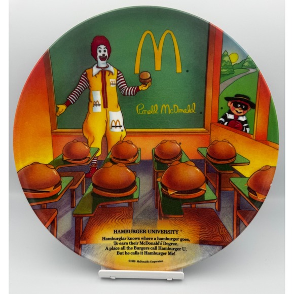 Other - Vintage 1989 McDonald's "Hamburger University" Melamine Plate Ronald& Hamburglar